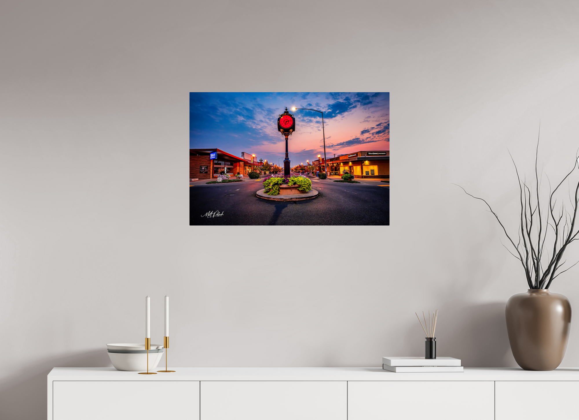 30 x 20″, Metal Moses Lake Clock Tower