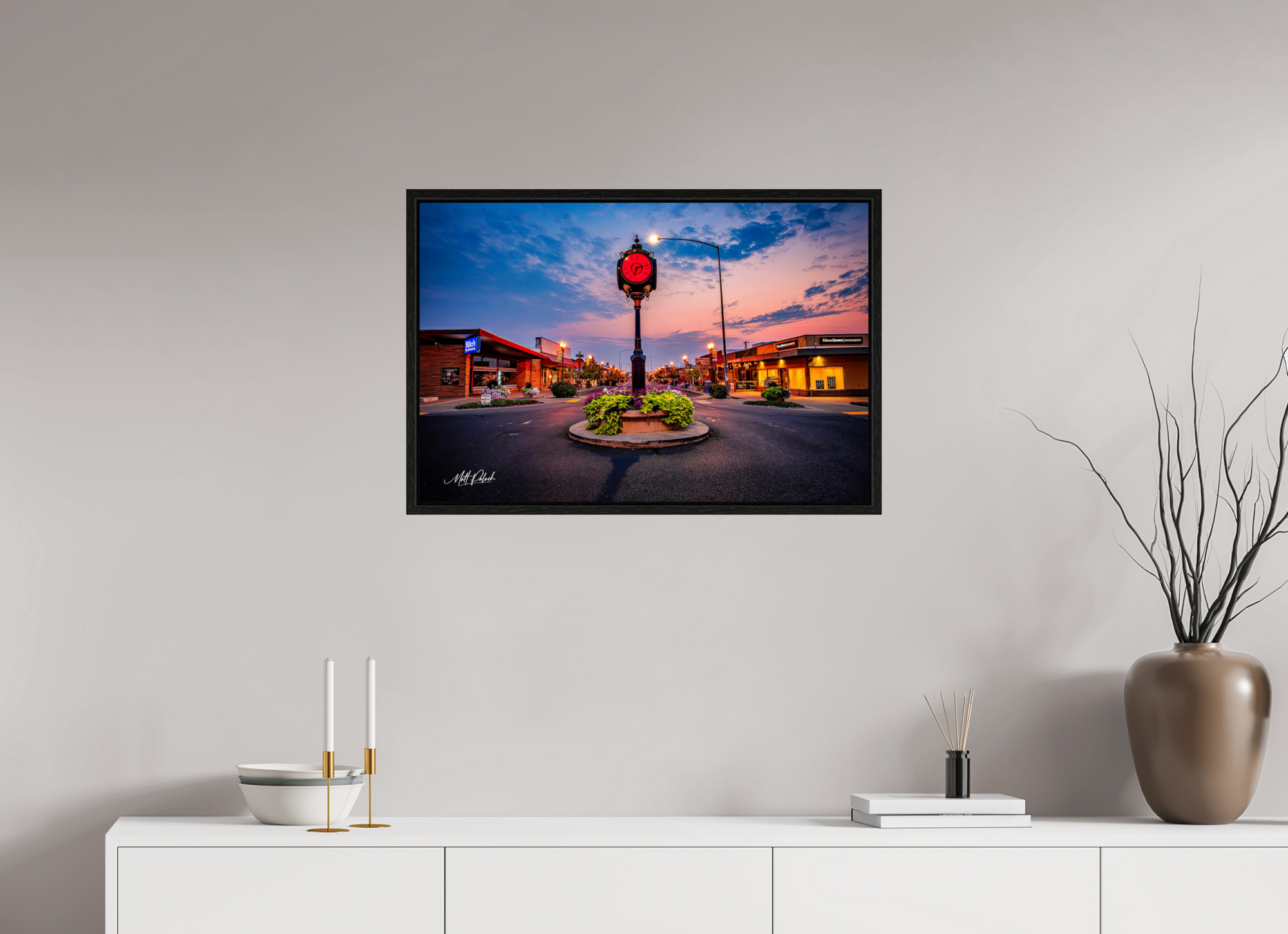 30 x 20″, Floater Frame Moses Lake Clock Tower