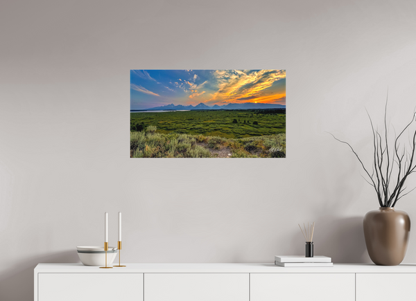 32 x 18″, Canvas Sunset on the Tetons