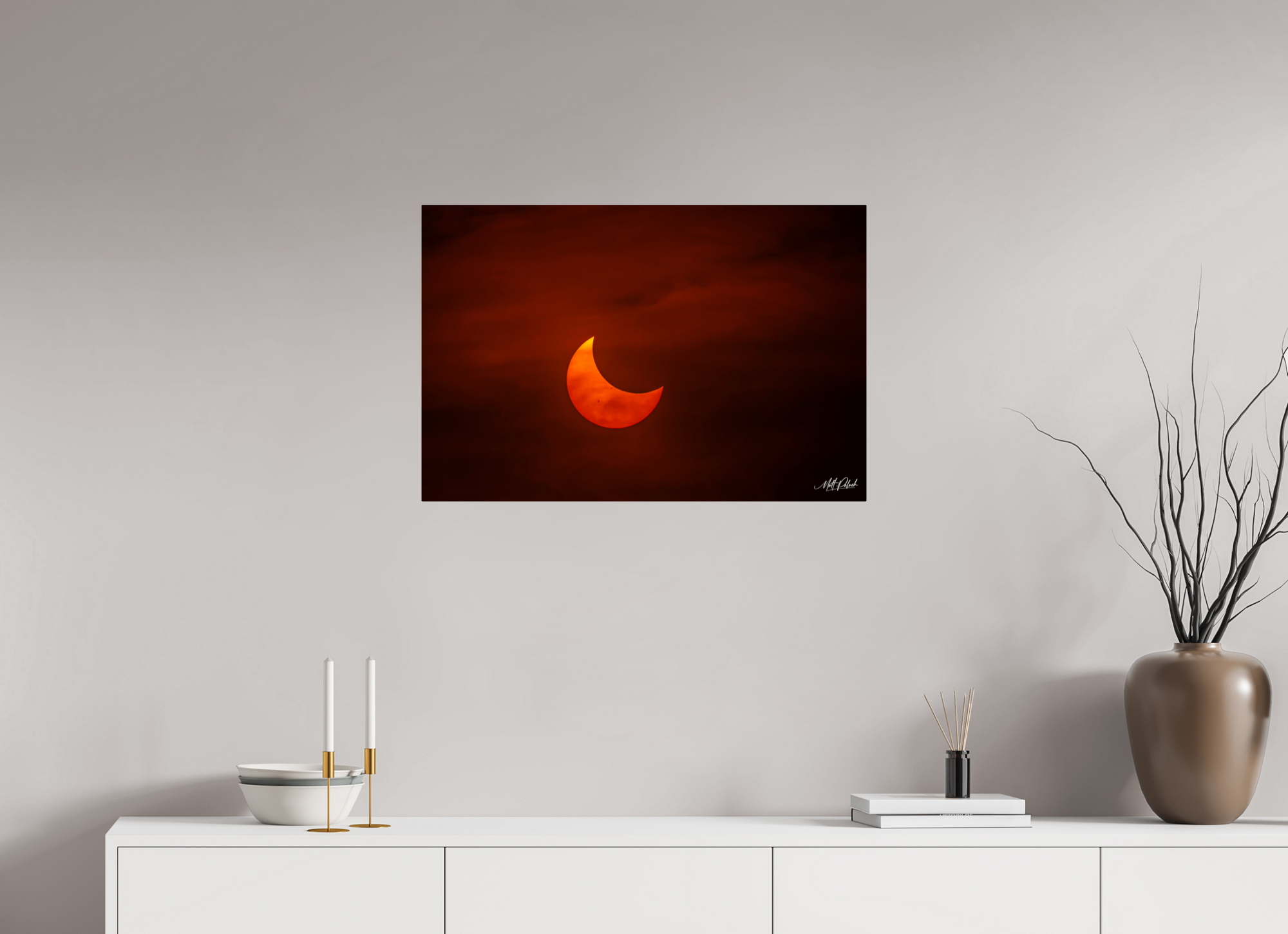 30 x 20″, Metal Eclipse over Moses Lake