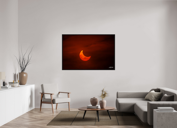 60 x 40″, Floater Frame Eclipse over Moses Lake
