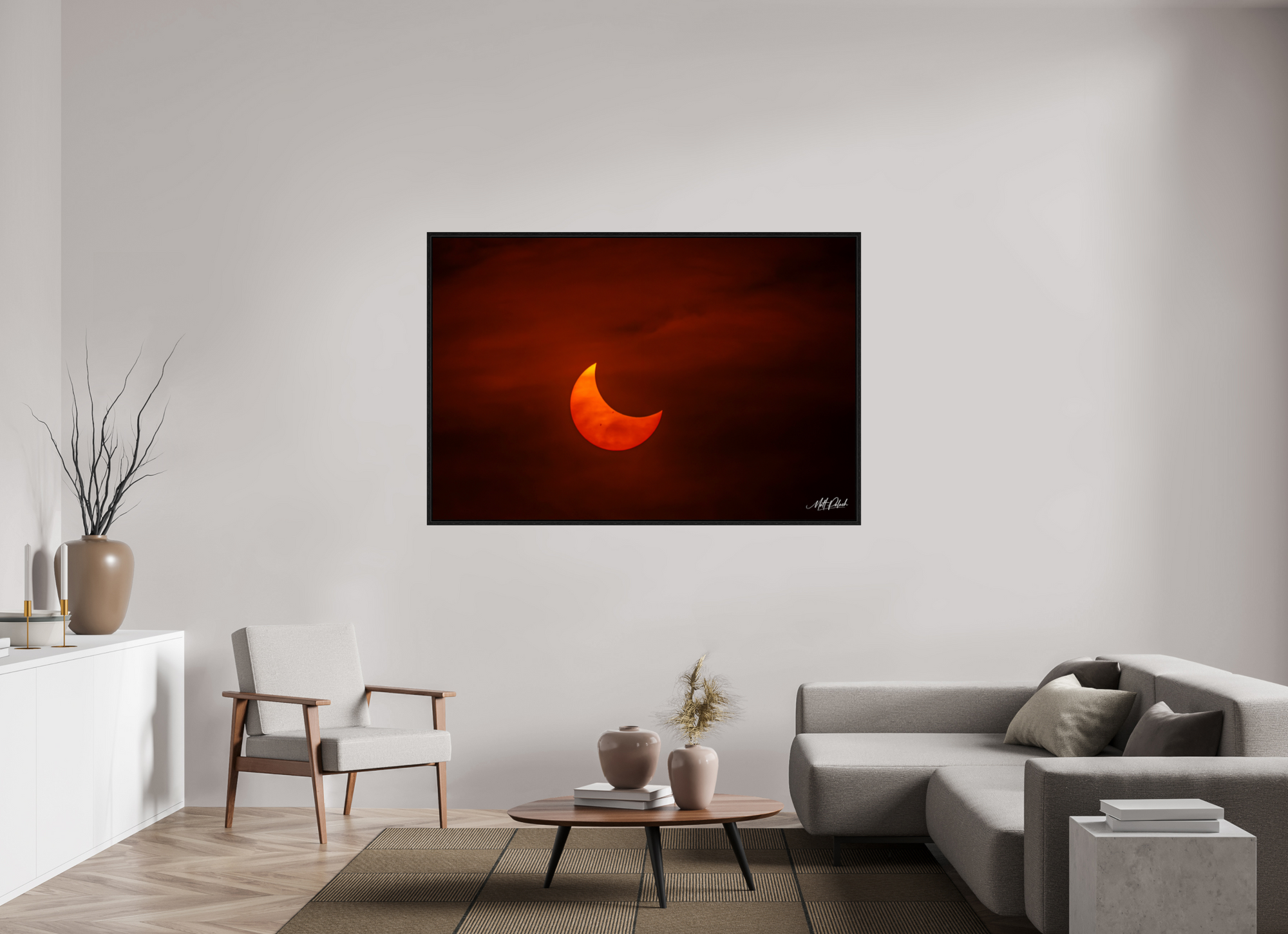 66 x 44″, Floater Frame Eclipse over Moses Lake