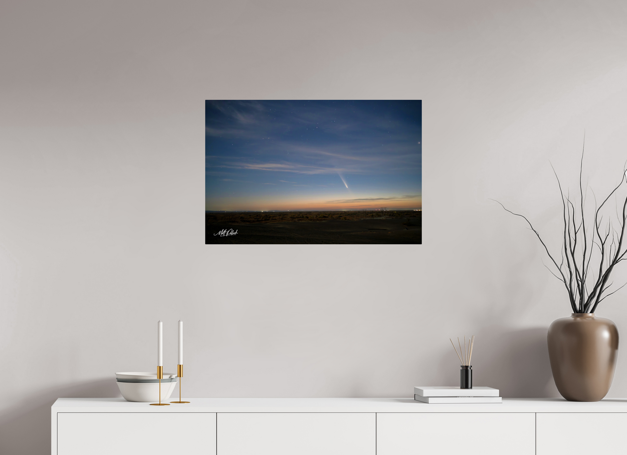 30 x 20″, Metal Comet Atlas