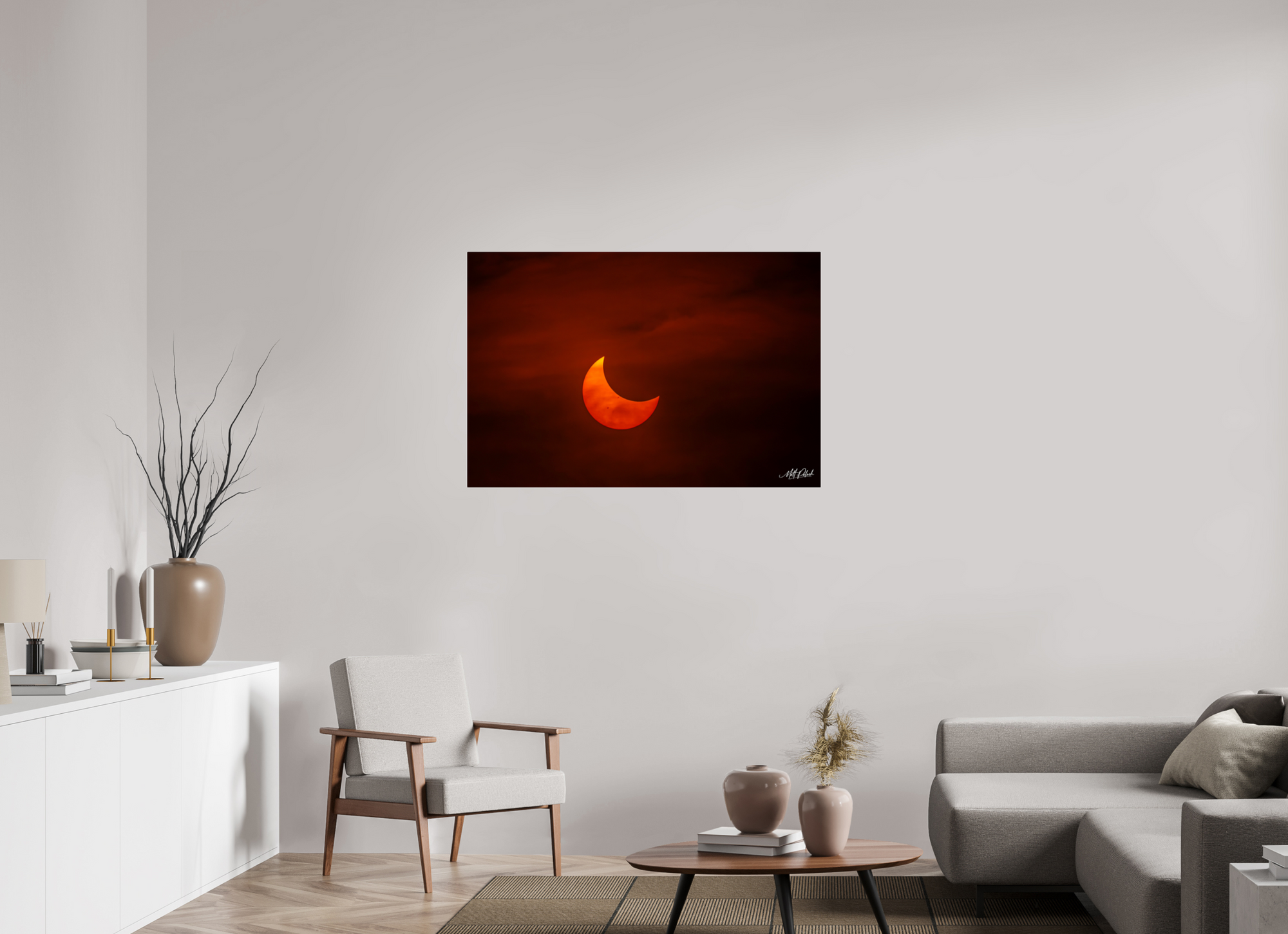 45 x 30″, Metal Eclipse over Moses Lake