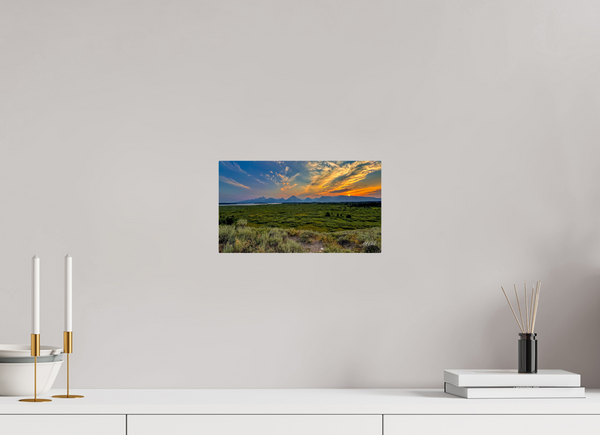 12 x 6.8″, Metal Sunset on the Tetons