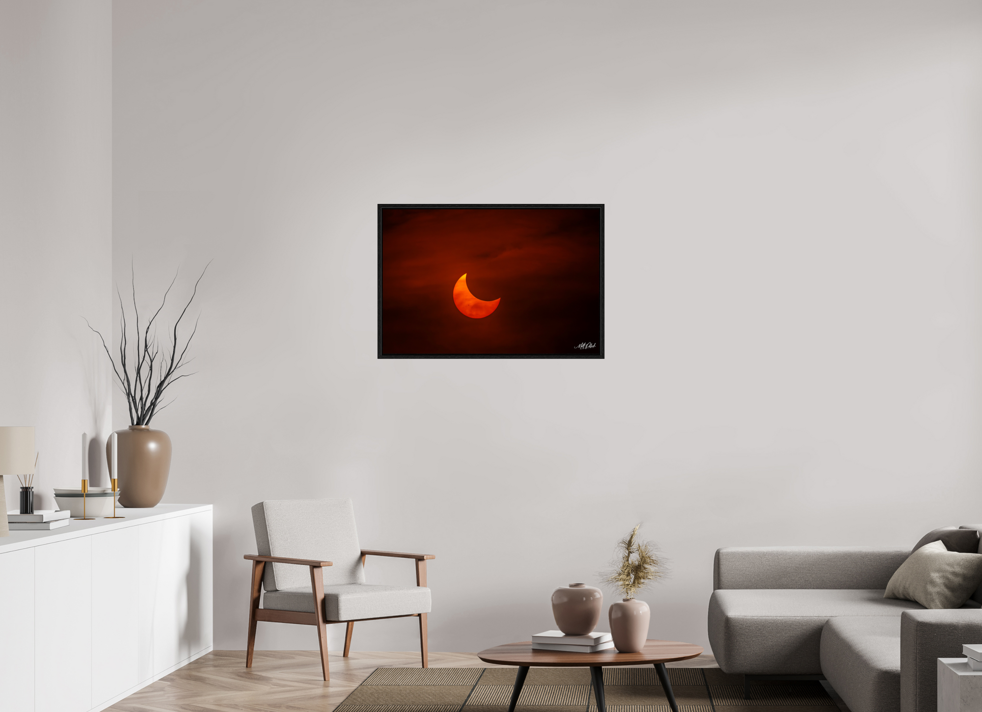 36 x 24″, Floater Frame Eclipse over Moses Lake
