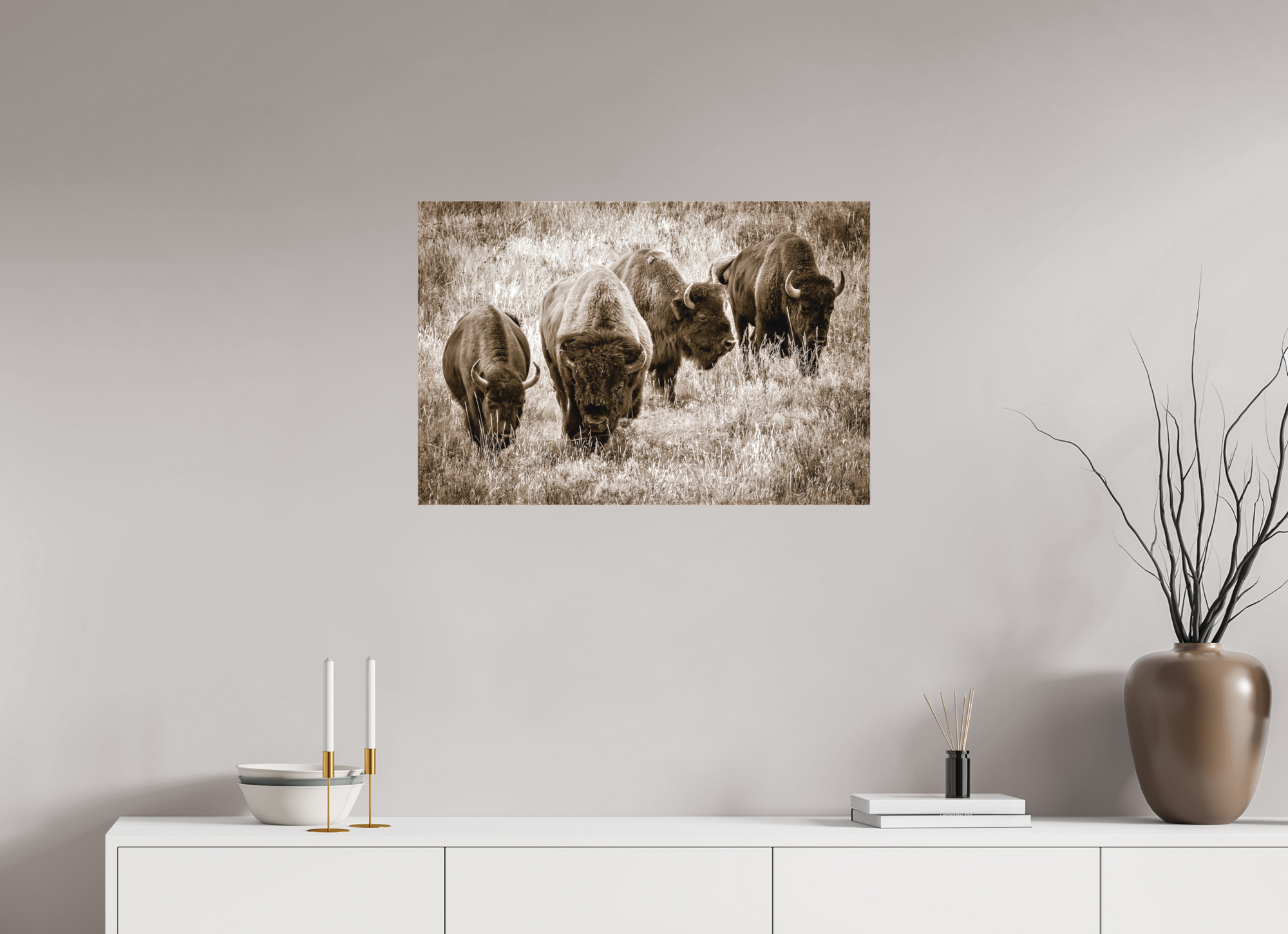 30 x 20″, Canvas Bison Harem